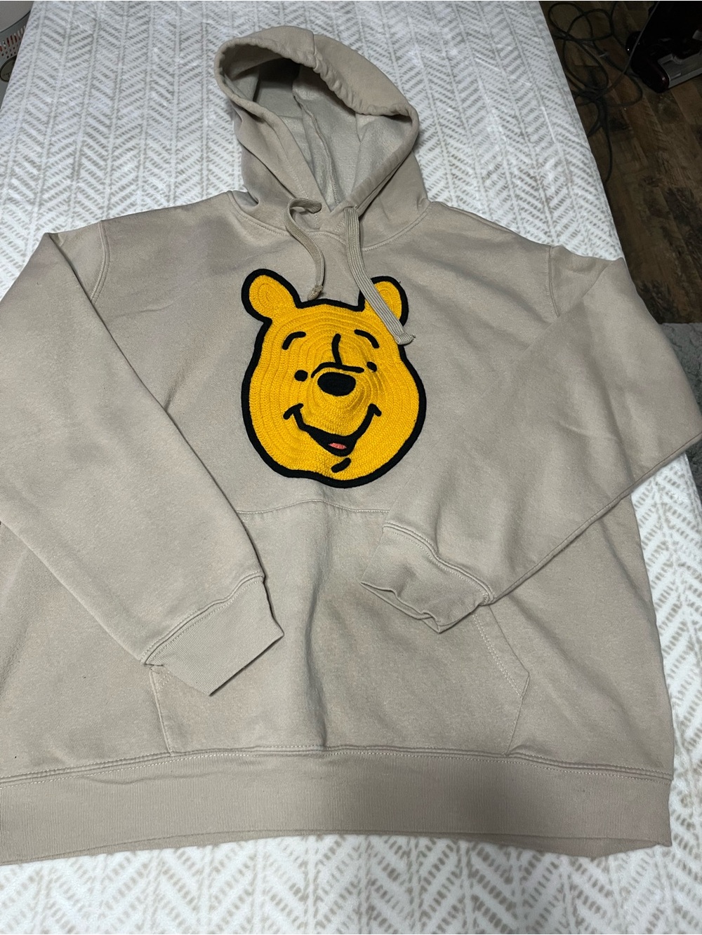 Disney Beige Hoodie with Yellow Winnie the Pooh Patch XXL